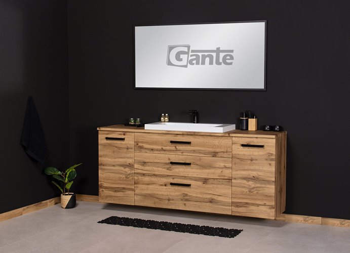 Szafka wisząca z umywalką nablatową 180 cm 39/3 kolor dąb naturalny seria Fokus Loft Gante