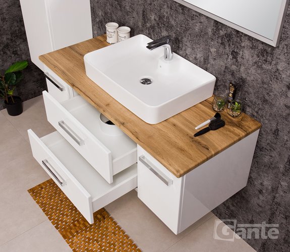 Szafka wisząca z umywalką nablatową 120 cm seria Fokus B