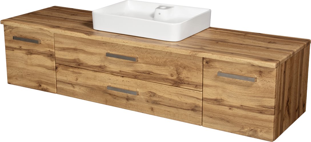 Szafka wisząca z umywalką 180 cm kolor dąb naturalny seria Fokus NE