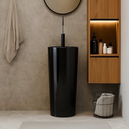 Umywalka wolnostojąca ceramiczna owalna czarny połysk 85x40 cm LINO-BL-400