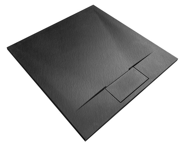 Brodzik kwadratowy czarny struktura kamienia smc 90x90 Bazalt Black Rea