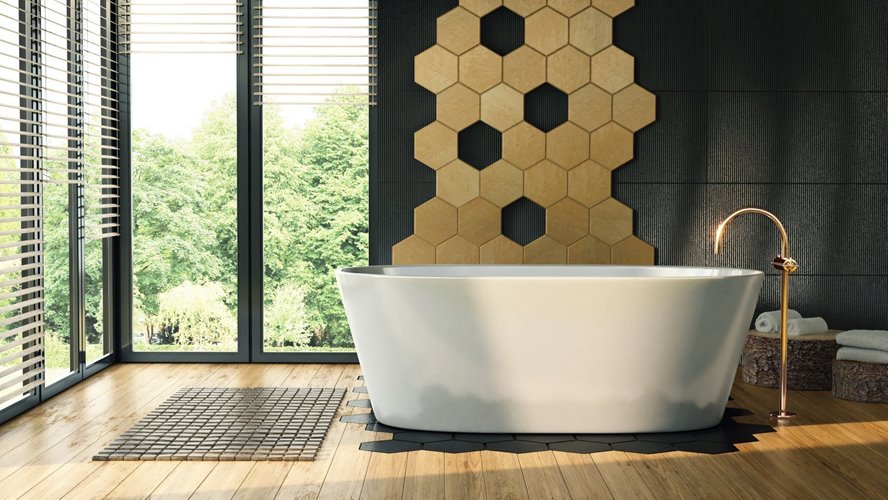 Wanna akrylowa, wolnostojąca Salina Corsan 160 cm korek klik-klak chrom