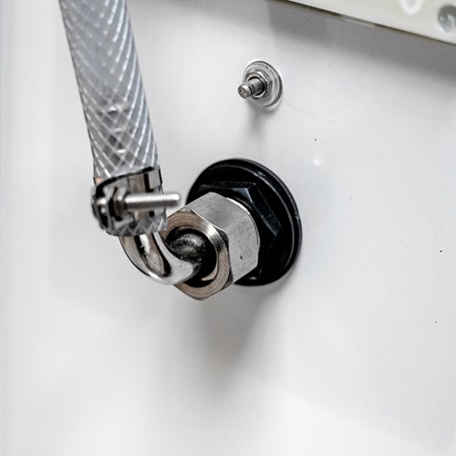 Kabina prysznicowa półokrągła zabudowana jasny środek 100x100 Clara