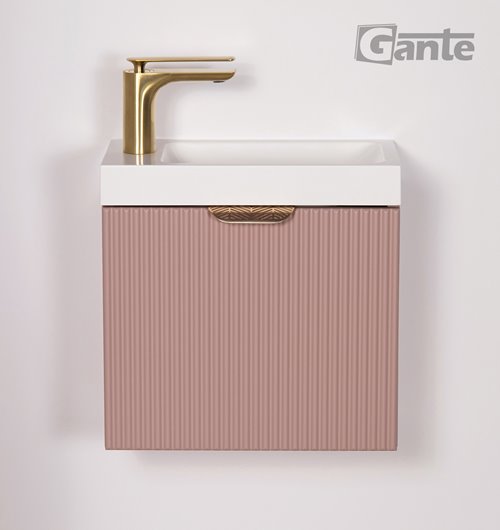 Szafka łazienkowa wisząca z umywalką pudrowy róż mat 40 cm Fresco Gante