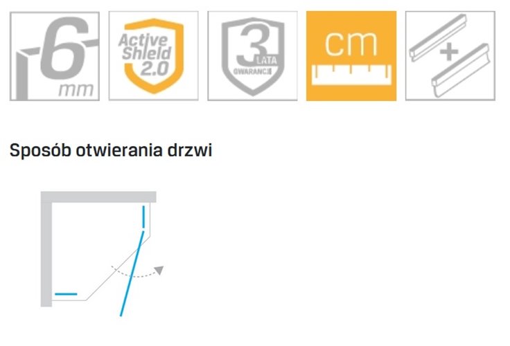 Kabina prysznicowa pięciokątna 80x80 prawa K-0560 New Azura New Trendy