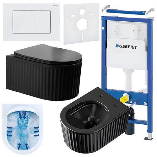 Zestaw podtynkowy stelaż GEBERIT DUOFIX + miska LUMA-BL-RIM-03 + przycisk DELTA 30 biały