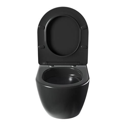 Czarna matowa miska wc wisząca Rimless Nero Tornado NERO-MTB-03 Hydrosan