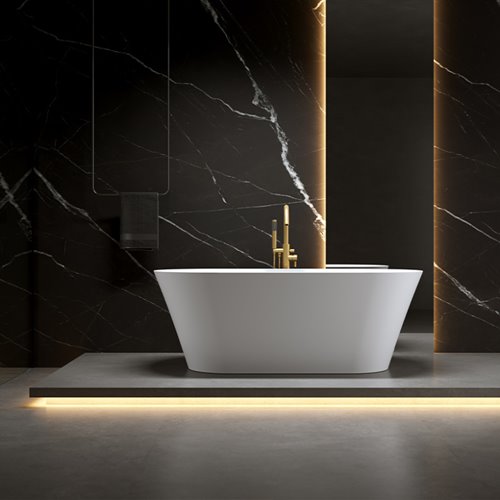 Wanna wolnostojąca biała przelew oraz korek złoty szczotkowany 170 cm Lizbona Hydrosan