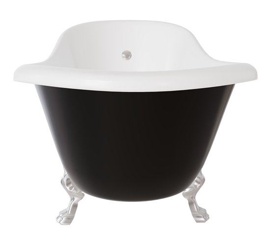 Czarno-biała wanna wolnostojąca 160 nogi chrom Otylia B&W Besco WKO-160-BWC