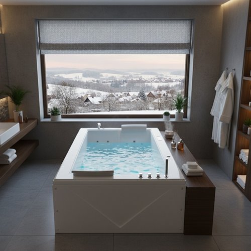 Wanna z hydromasażem prostokątna do zabudowy + obudowa Diablo 666 180x150