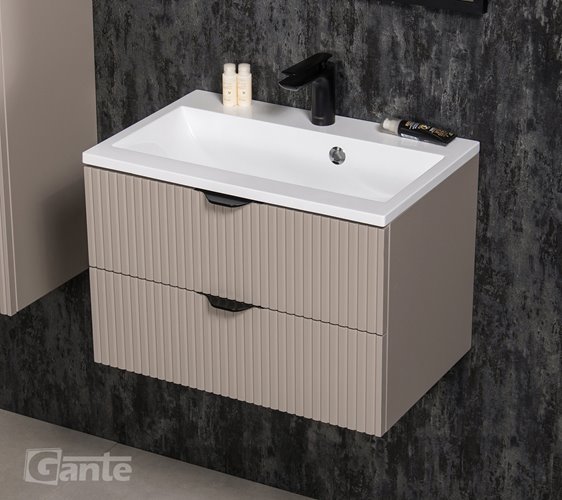 Szafka łazienkowa z lamelami wisząca z umywalką 60 cm 39/2 Victa Lamello kolor fume mat