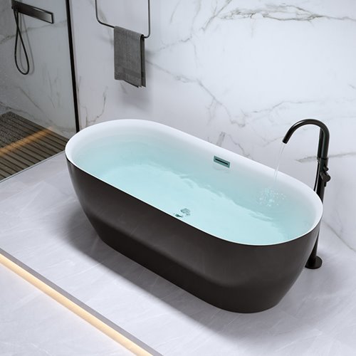 Wanna wolnostojąca czarno-biała 150 cm Cesana Hydrosan