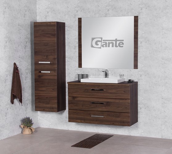 Szafka łazienkowa wisząca z umywalką nablatową 100 cm 39/3 Fokus kolor orzech