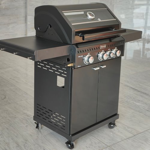 Grill gazowy ZEUS-B kolor czarny ruszt żeliwny moc 11,5 kW + pokrowiec + palnik boczny