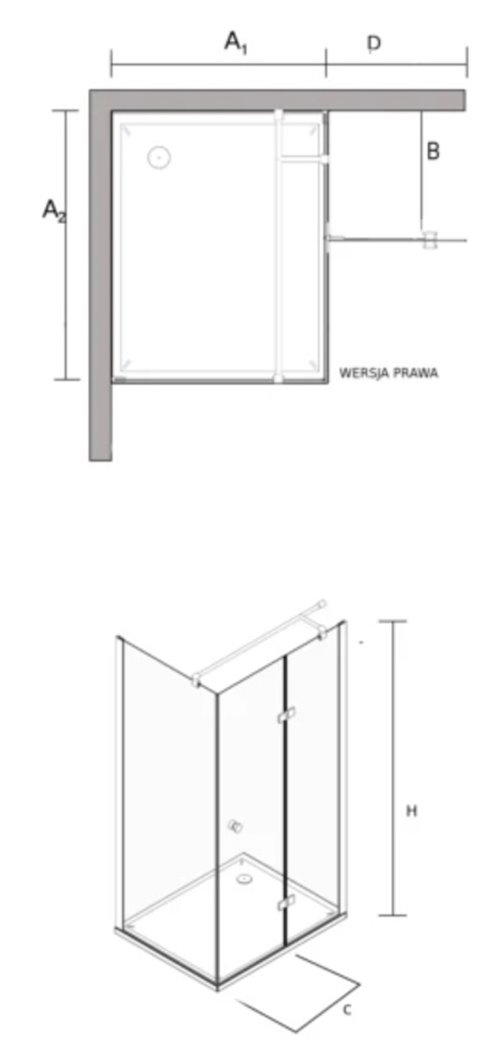Kabina prysznicowa kwadratowa 90x90 cm BK247TP Clean Glass