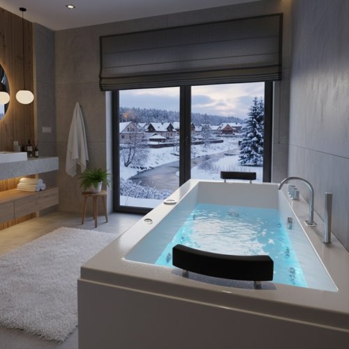 Wanna z hydromasażem prostokątna Ramona 640 180x90