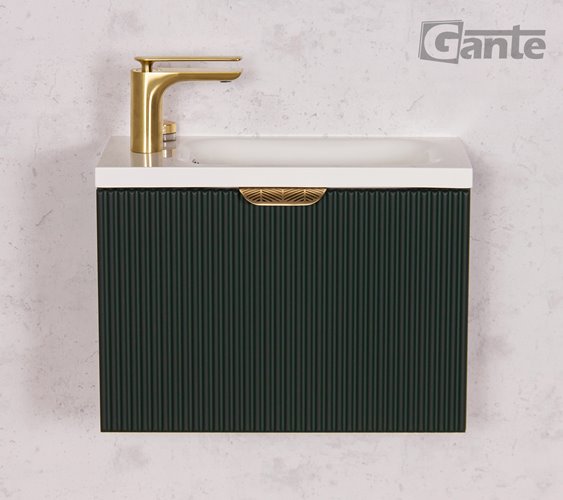 Szafka łazienkowa wisząca z umywalką zielony mat 50 cm Fresco Gante