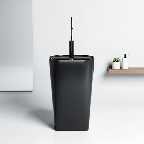 Umywalka wolnostojąca ceramiczna owalna czarny mat 49x37x83 cm CLARO-MTB-490