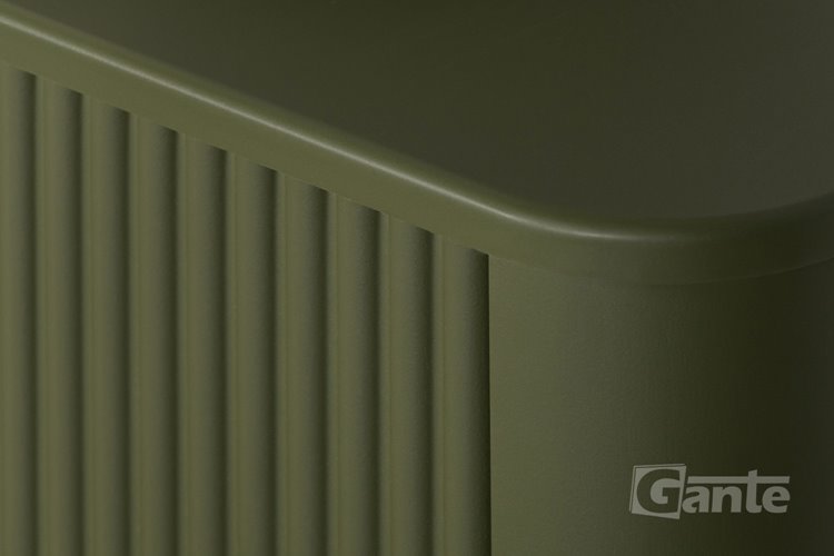 Szafka łazienkowa wisząca ryflowane fronty z umywalką LILIA 140 cm oliwkowy mat z umywalką Gante