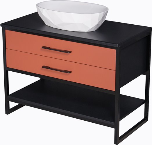 Szafka stojąca z białą umywalką kolor ceglasty loft 100 cm seria New York