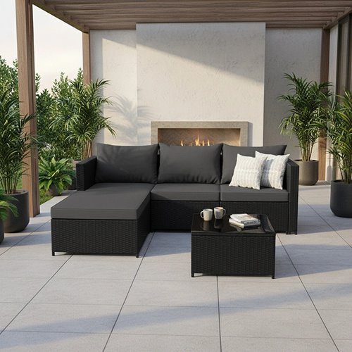 Meble ogrodowe technorattan sofa, stół, dostawka zestaw Volta zdjęcie 17