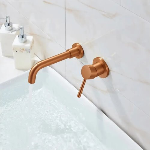 Bateria umywalkowa podtynkowa box Rea Lungo Long miedź szczotkowana