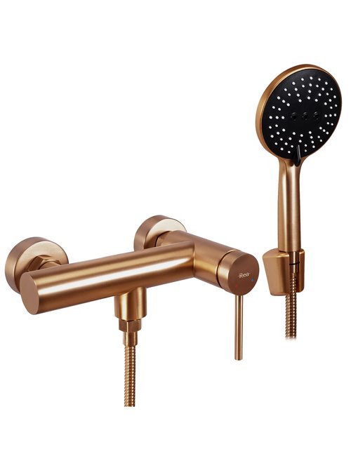 Miedź szczotkowana bateria prysznicowa Foss Clif Rea