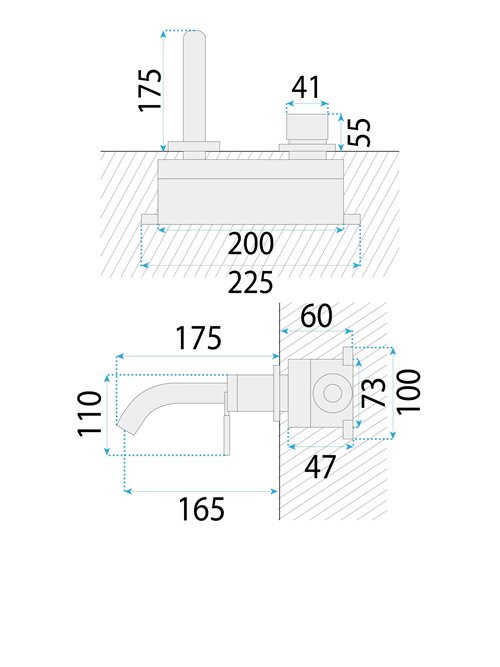 Bateria umywalkowa podtynkowa box Rea Argon miedź szczotkowana