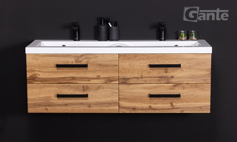 Szafka wisząca z umywalką 120 cm kolor dąb naturalny 39/4 seria Fokus Loft Gante