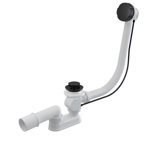 Syfon wannowy automatyczny z przelewem czarny S-0020