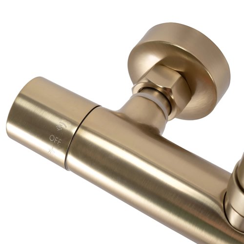 Złoty szczotkowany zestaw prysznicowy termostatem Parot Rea Gold Brush