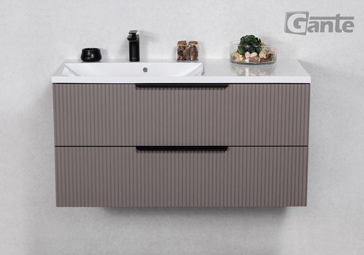 Szafka łazienkowa frezowana wisząca z umywalką 100 cm 46/2 Sydney kolor taupe