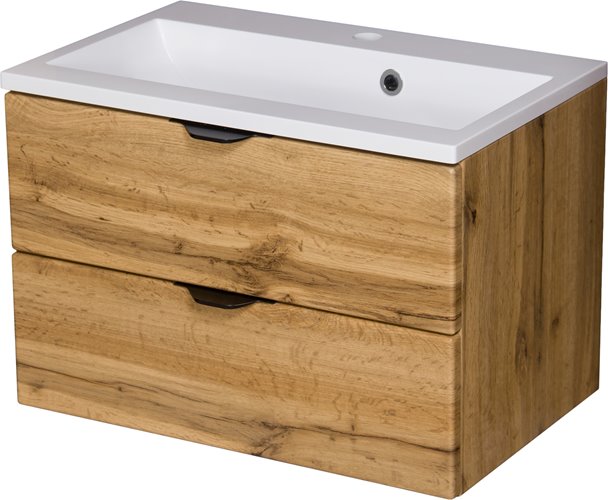 Szafka łazienkowa z umywalką wisząca dąb naturalny 60 cm Victa Gante