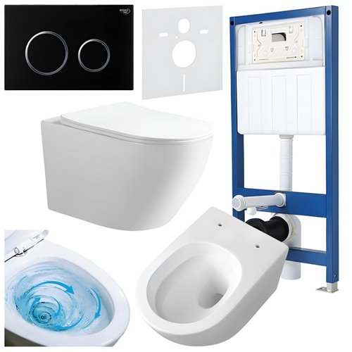 Zestaw podtynkowy kompletny stelaż + miska MIZU-WH-TR-03 + przycisk Button-4-BL biały