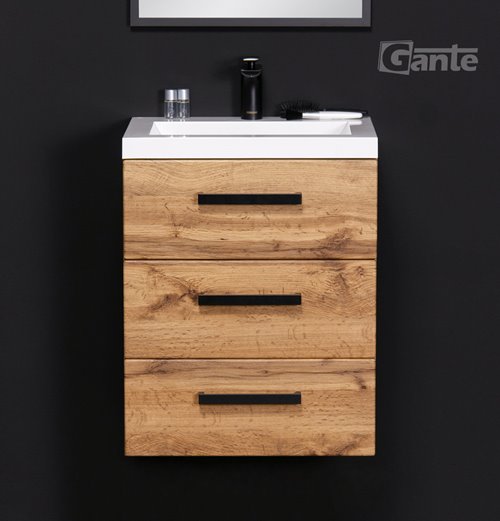 Szafka wisząca z umywalką 50 cm kolor dąb naturalny 39/3 seria Fokus Loft Gante