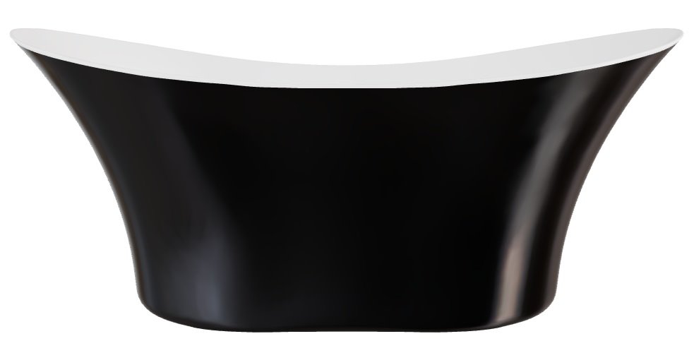 Czarno-biała wanna wolnostojąca 170 cm korek klik-klak chrom Amber Besco #WAS-170BABB