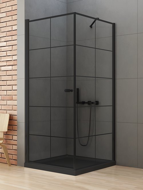Kabina prysznicowa 90x90 lewa D-0285A/D-0120B New Soleo Black New Trendy
