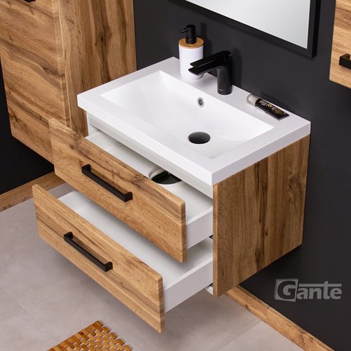 Szafka wisząca z umywalką 60 cm kolor dąb naturalny 39/2 seria Fokus Loft Gante