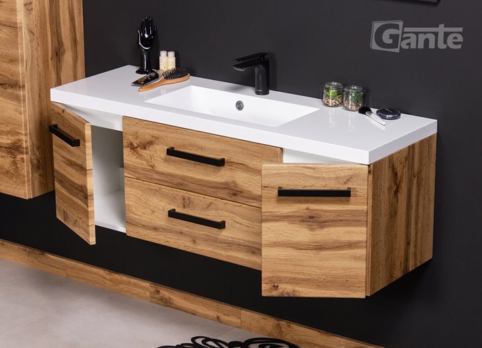 Szafka wisząca z umywalką 120 cm kolor dąb naturalny 39/2 seria Fokus Loft Gante