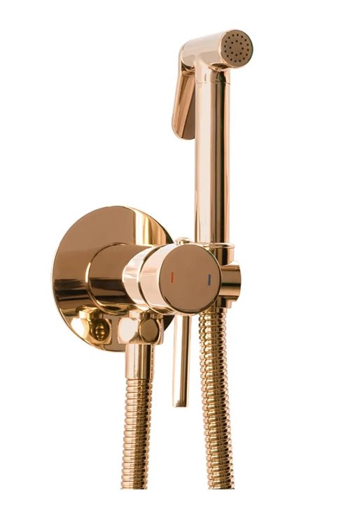 Bateria bidetowa podtynkowa miedź połysk Loop Lungo Rea