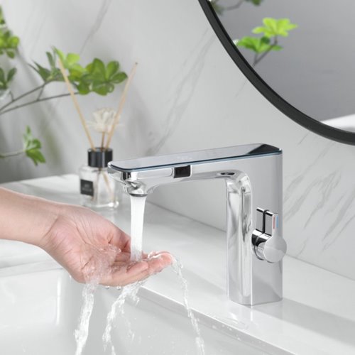 Chromowana bateria bezdotykowa automatyczna F14A LCD