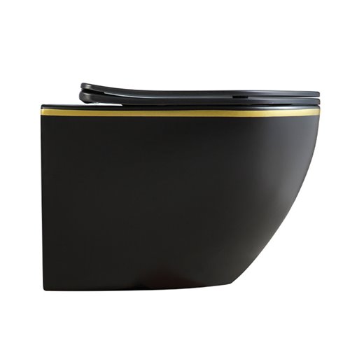 Czarna matowa miska wc złoty rant wisząca Rimless 4.0 PEAK-MTB-GL-RIM-03 Hydrosan