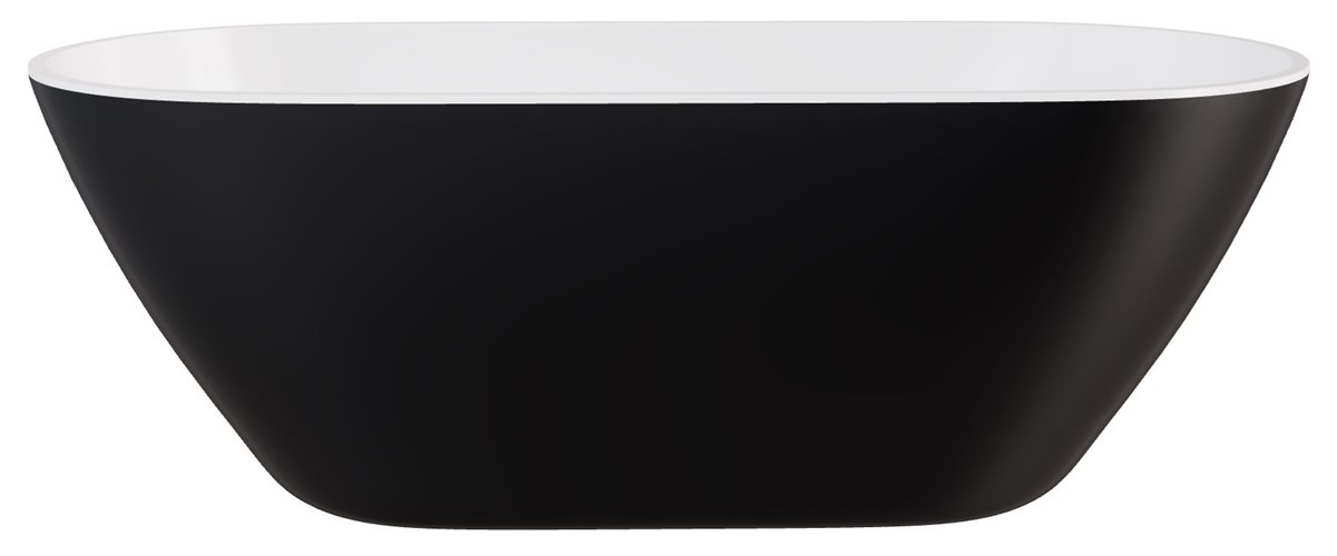 Moya B&W Besco mat czarno biała wanna wolnostojąca 160 cm korek klik-klak czyszczony od góry chrom WMMC-160MKC