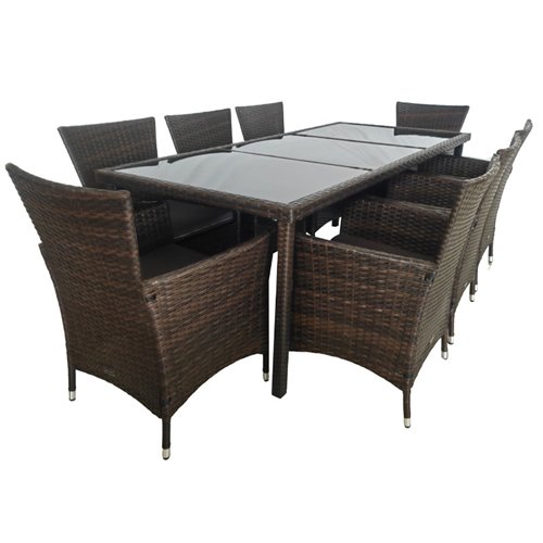 Zestaw mebli ogrodowych z technorattanu stół + krzesła 8 osób Santos brąz