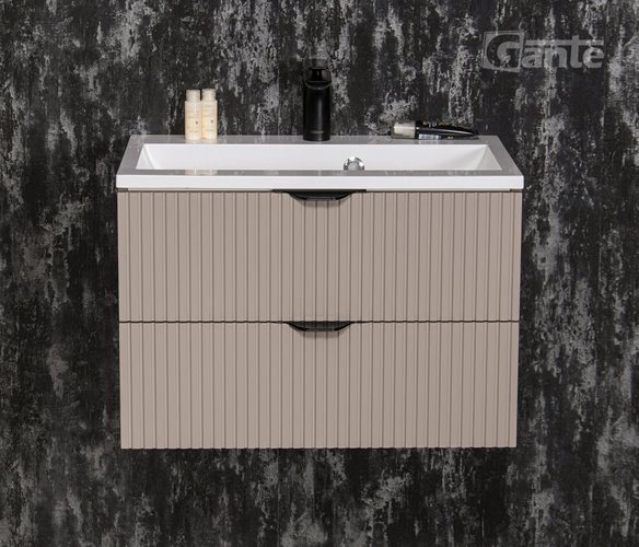 Szafka łazienkowa z lamelami wisząca z umywalką 60 cm 39/2 Victa Lamello kolor fume mat