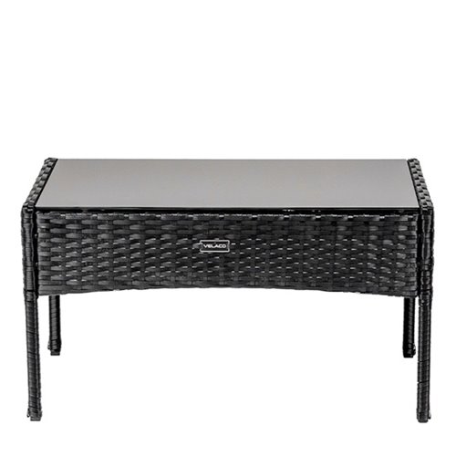 Zestaw mebli ogrodowych z technorattanu stół, sofa, krzesła dla 4 osób Luiza czarny