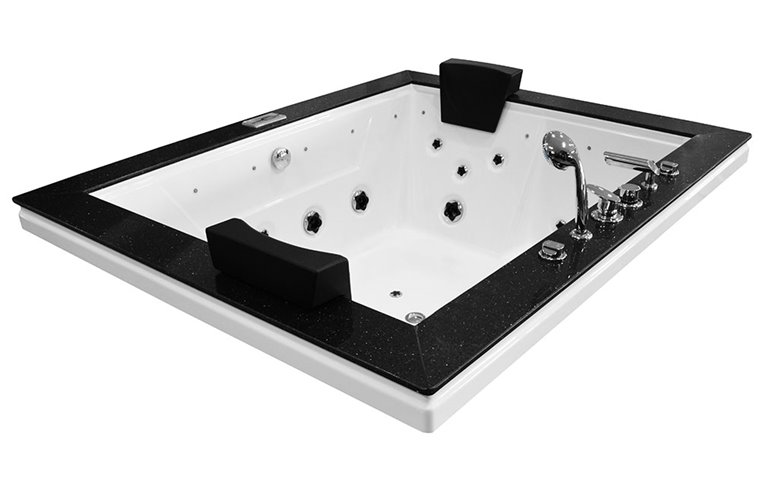 Brązowa prostokątna wanna z hydromasażem 180x150 cm MUS-1089B