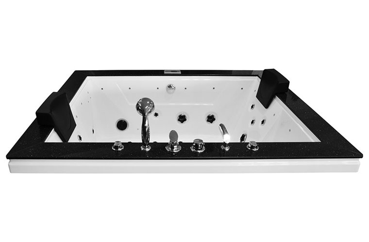 Brązowa prostokątna wanna z hydromasażem 180x150 cm MUS-1089B