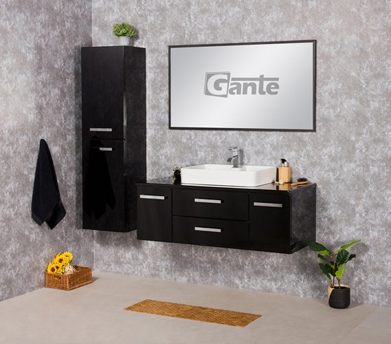 Czarna szafka wisząca z umywalką 120 cm Luna seria Fokus C