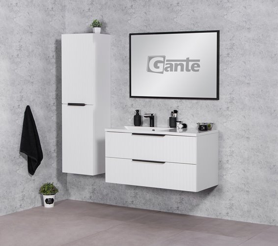 Szafka łazienkowa wisząca frezowana z umywalką 100 cm 46/2 Sydney kolor biały